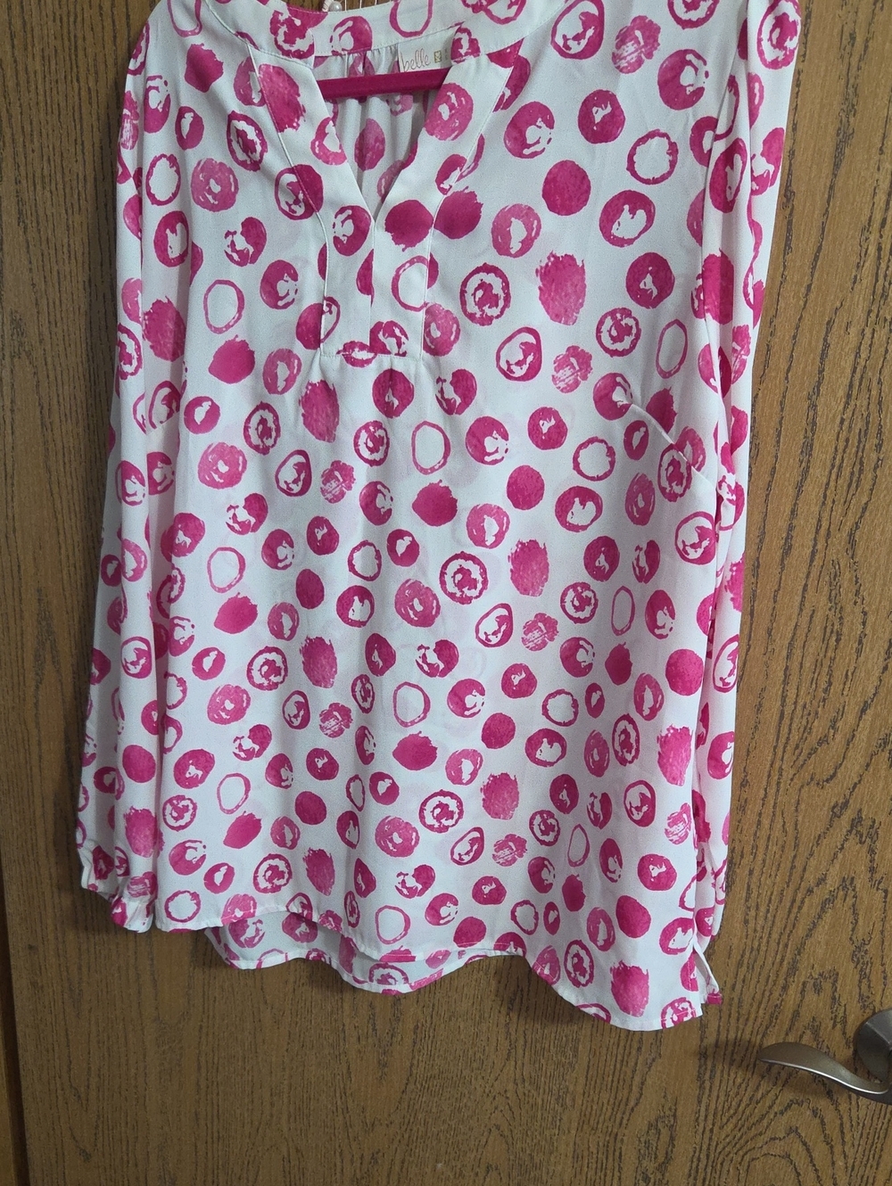 Belle by Kim Gravel White Skirt with Pink Polka Dot Print